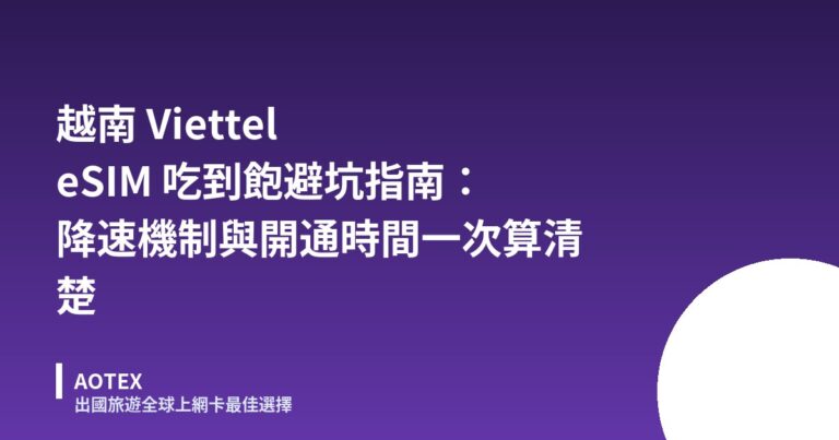 越南 Viettel eSIM 吃到飽避坑指南：降速機制與開通時間一次算清楚
