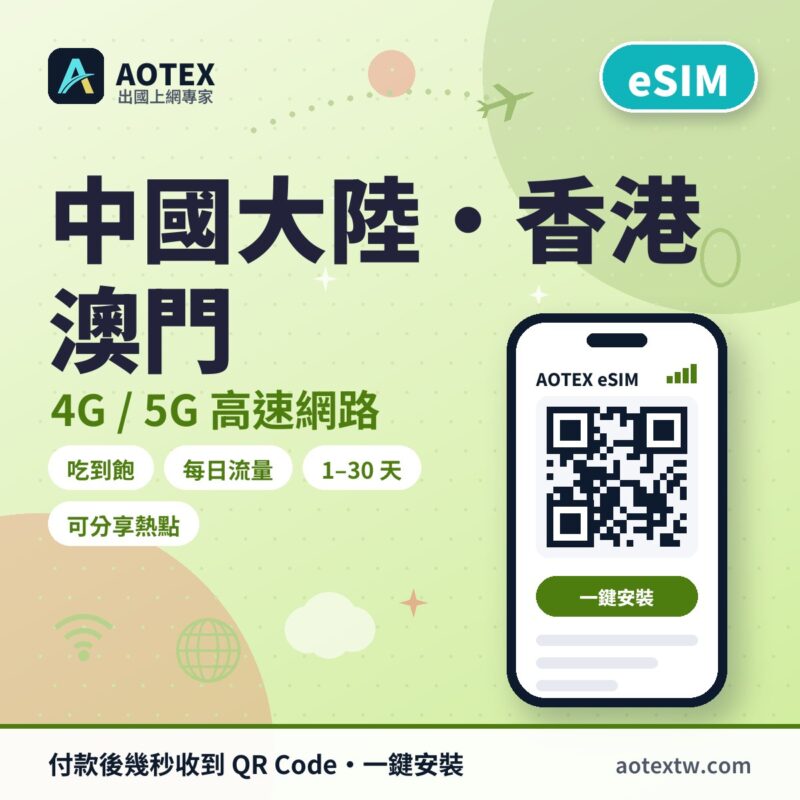 中國大陸/香港/澳門 eSIM - AOTEX