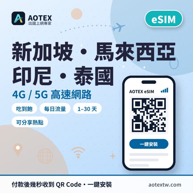 新加坡/馬來西亞/印尼/泰國 eSIM - AOTEX