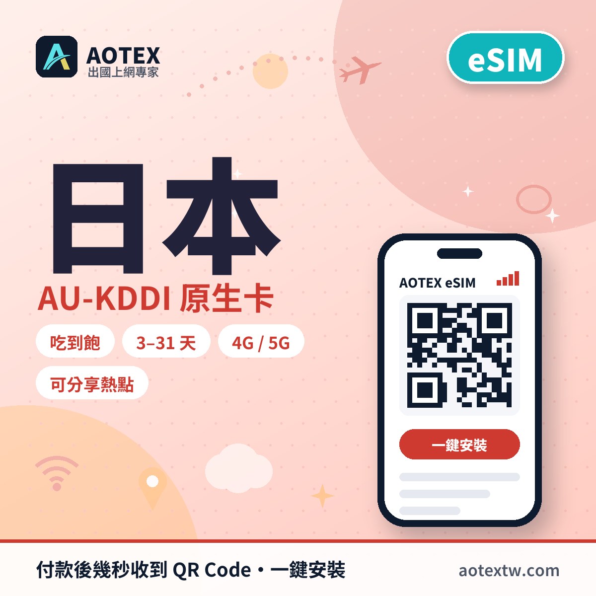 日本AU-KDDI原生卡 eSIM - AOTEX