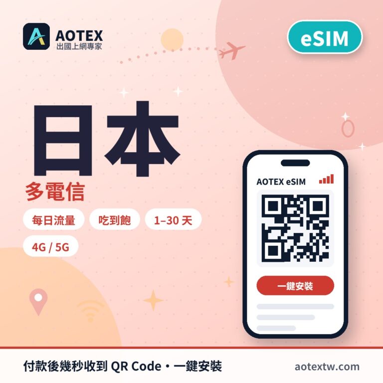 日本多電信上網 eSIM - AOTEX